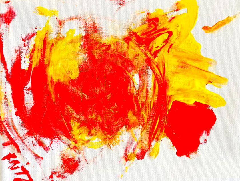 Ein abstraktes Bild, fast wie ein Feuer, rote und gelbe Farbtöne - Lieblingsfarben Kinder aus dem Erlenbusch