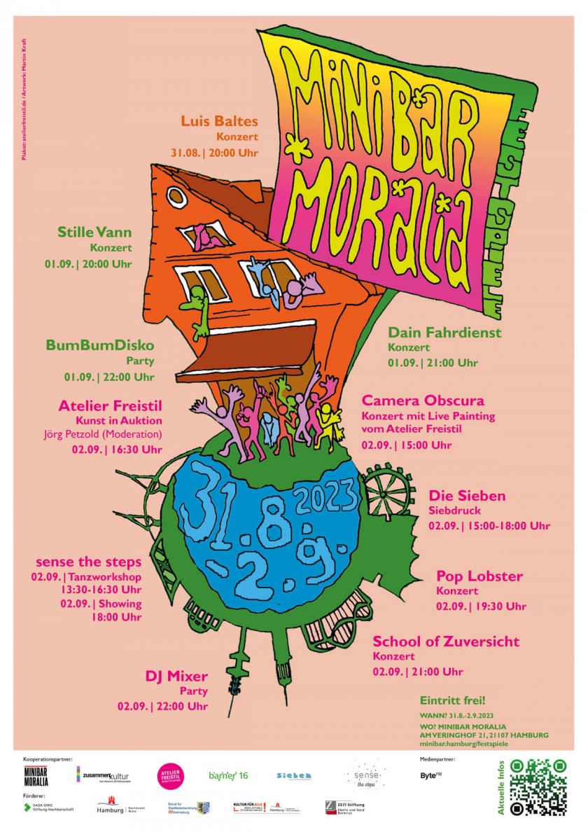 Plakat für die Veranstaltung Minibar Moralia Festspiele in Hamburg